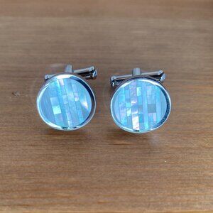 Montblanc Mother of Pearl Mosaic Cufflinks – Stainless Steel – Round